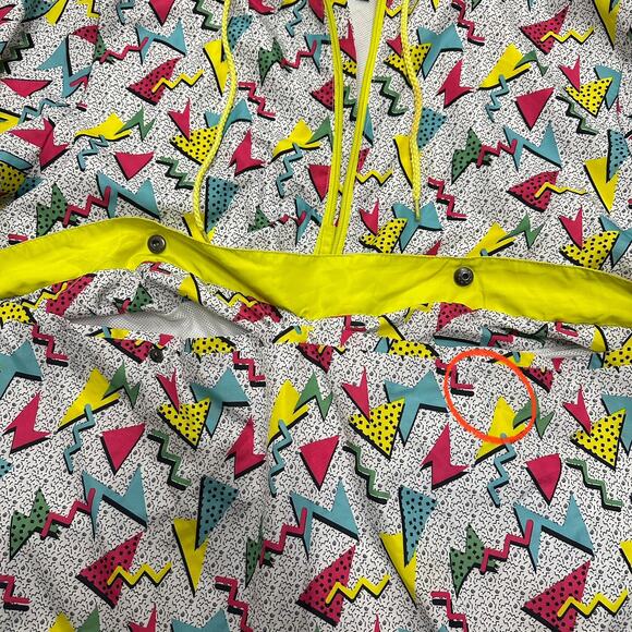 Blackjack 1999 USA retro 90s geometric print windbreaker jacket half zip large - Picture 3 of 12